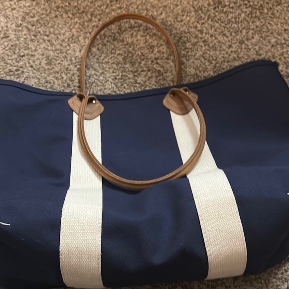 L.L. Bean Blue and White Canvas Tote - Picture 6 of 7